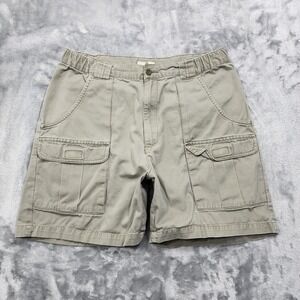 Savane Shorts Mens 34 Beige Cargo Flat Front Elastic Waist Casual Preppy Summer
